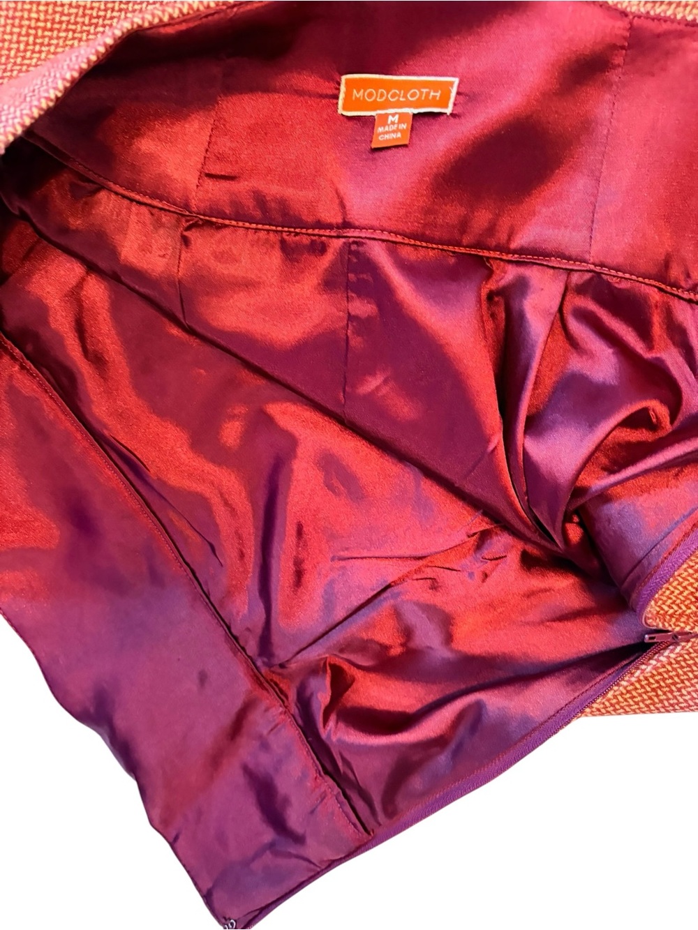 ModCloth Coral-Red A-Line Button-Waist Skirt - Picture 3 of 8